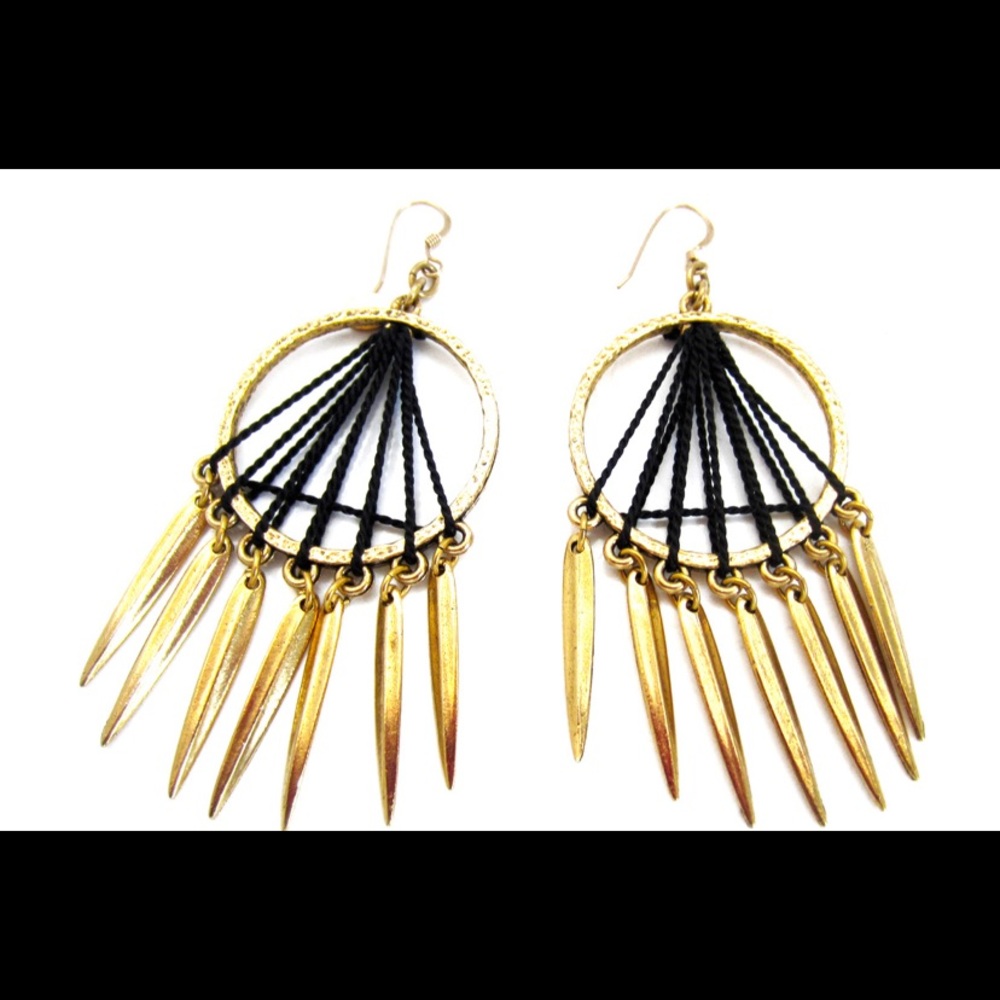 Black & Gold Silk Thread Earrings LMJ